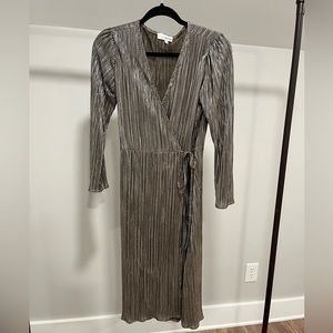 Silver Shiny Wrap Dress